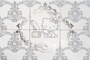 Нажмите чтобы увеличить изображение плитки Панно Hello Kitty Damask Beauty Silver CP A/6