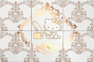 Нажмите чтобы увеличить изображение плитки Панно Hello Kitty Damask Beauty Gold CP A/6